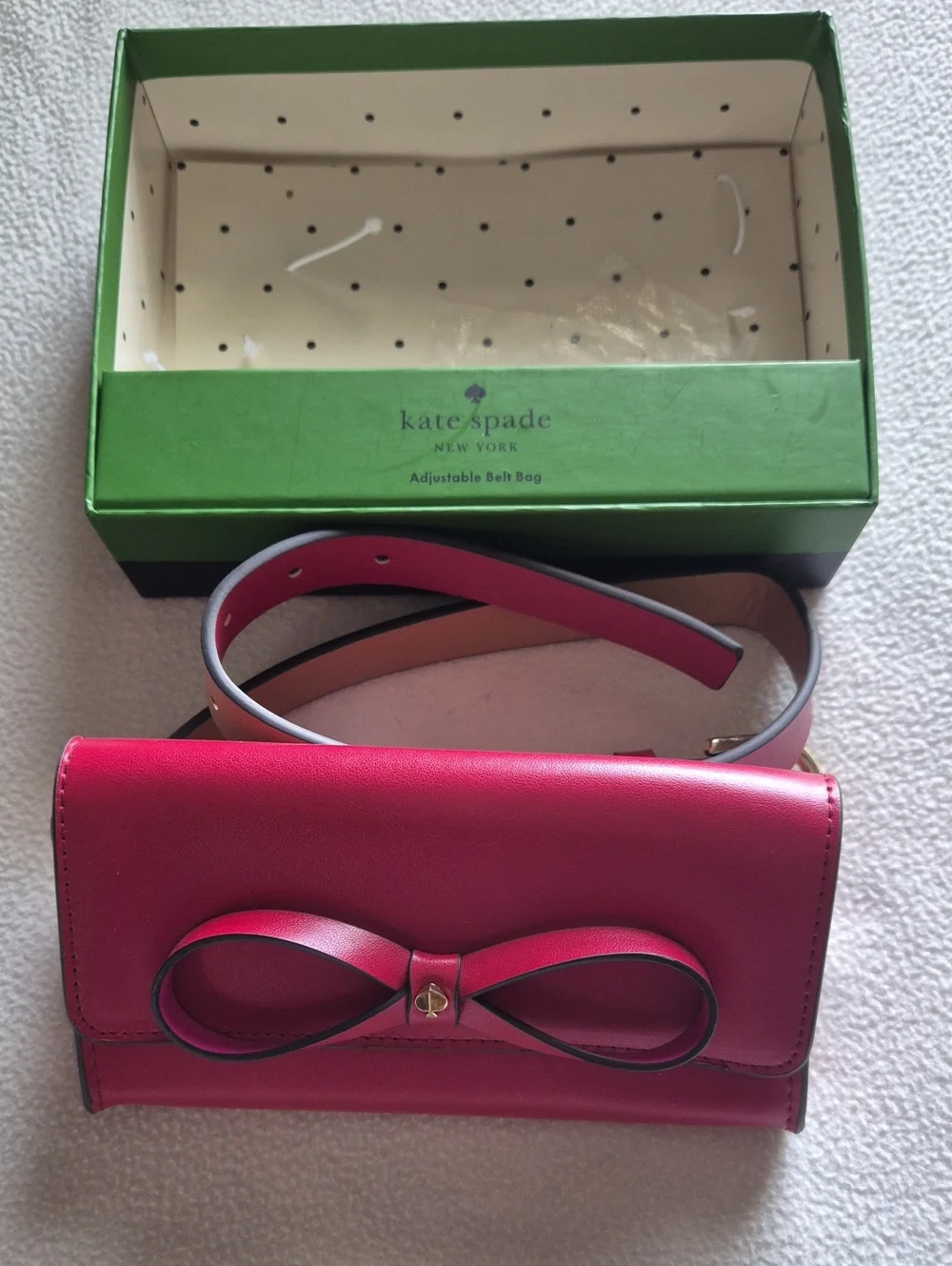 Kate Spade New York Leather Bow Belt Bag Color Red L/XL in BOX